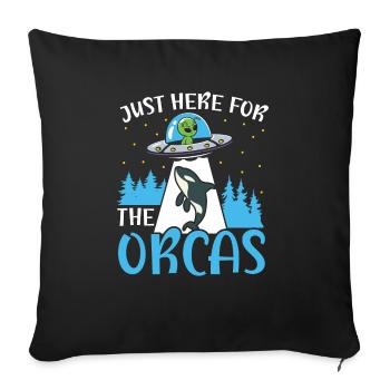 Juste ici pour les orques Biologie marine Orque Baleine - Housse de coussin décorative 45 x 45 cm - noir - Devant