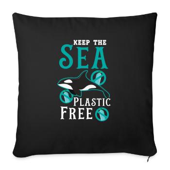 Gardez la mer sans plastique Orque Animal Baleine - Housse de coussin décorative 45 x 45 cm - noir - Devant