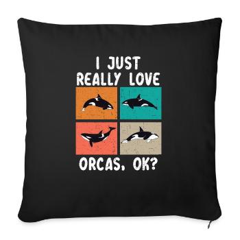 J’aime vraiment les orques Biologie marine Orque Baleine - Housse de coussin décorative 45 x 45 cm - noir - Devant
