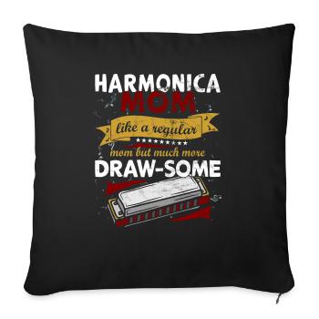 Lustiges Vintage Mundharmonika-Instrument - Sofakissenbezug 45 x 45 cm - Schwarz - Vorne