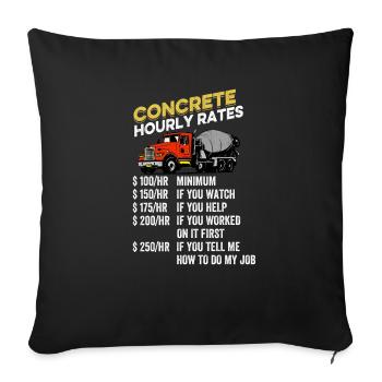 Camion de finition de béton Cadeau Camion de bétonnage - Housse de coussin décorative 45 x 45 cm - noir - Devant