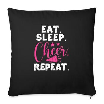 Eat Sleep Cheer Repeat Cheerleading TShirt - Sofakissenbezug 45 x 45 cm - Schwarz - Vorne