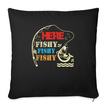 Here Fishy - Sofa pillowcase 17,3'' x 17,3'' (45 x 45 cm) - black - Front