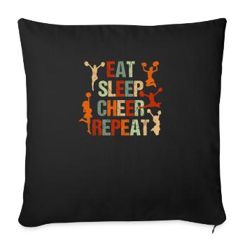Mangez Dormez Cheer Répétez Cheerleader Drôle - Housse de coussin décorative 45 x 45 cm - noir - Devant
