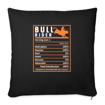 Bull Rider Nutrition Facts, Funny Bull Riding - Sofakissenbezug 45 x 45 cm - Schwarz - Vorne