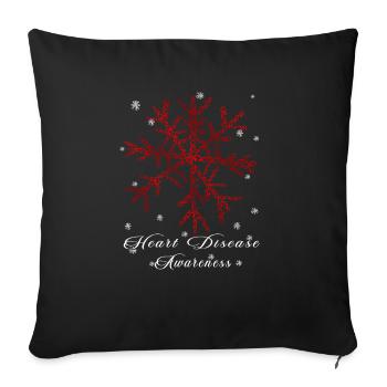 Sensibilisation aux maladies cardiaques du ruban rouge - Housse de coussin décorative 45 x 45 cm - noir - Devant