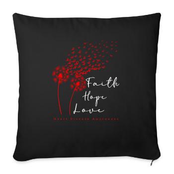 Faith Hope Love Sensibilisation aux maladies cardiaques - Housse de coussin décorative 45 x 45 cm - noir - Devant