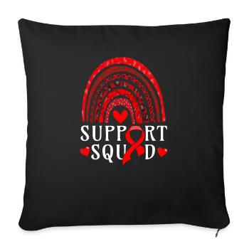 Rainbow Red Ribbon Heart Disease - Sofa pillowcase 17,3'' x 17,3'' (45 x 45 cm) - black - Front