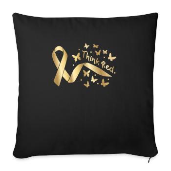 Go Red Ribbon Heart Disease Awareness - Sofa pillowcase 17,3'' x 17,3'' (45 x 45 cm) - black - Front