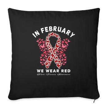 Red Ribbon Heart Disease Awareness - Sofa pillowcase 17,3'' x 17,3'' (45 x 45 cm) - black - Front
