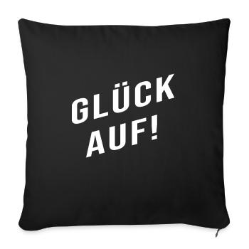 Erzgebirge Gruß Glück Bergbau - Sofakissenbezug 45 x 45 cm - Schwarz - Vorne