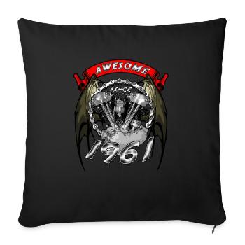 Awesome since 1961, biker's birthday - Sofa pillowcase 17,3'' x 17,3'' (45 x 45 cm) - black - Front