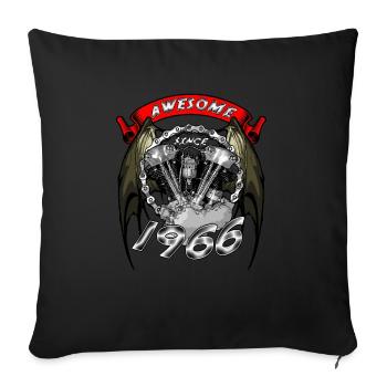 Awesome since 1966, Biker Geburtstag - Sofakissenbezug 45 x 45 cm - Schwarz - Vorne