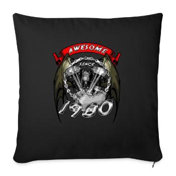 Génial depuis 1980, anniversaire du motard - Housse de coussin décorative 45 x 45 cm - noir - Devant
