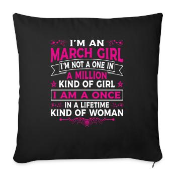 Mars - Cadeaux de la reine des femmes nées en mars - Housse de coussin décorative 45 x 45 cm - noir - Devant