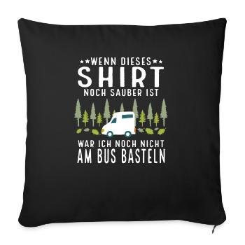 Camping Natur Road Trip Wohnmobil Busausbau - Sofakissenbezug 45 x 45 cm - Schwarz - Vorne