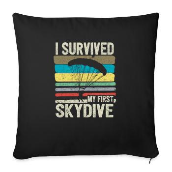J’ai survécu à mon premier saut en parachute - Housse de coussin décorative 45 x 45 cm - noir - Devant