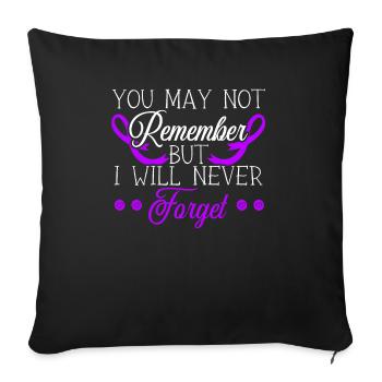 Démence Je porte la conscience de la maladie d’Alzheimer violette - Housse de coussin décorative 45 x 45 cm - noir - Devant