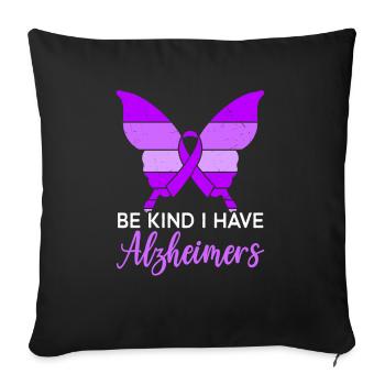 Démence Je porte la conscience de la maladie d’Alzheimer violette - Housse de coussin décorative 45 x 45 cm - noir - Devant