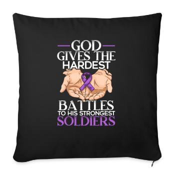 Démence Je porte la conscience de la maladie d’Alzheimer violette - Housse de coussin décorative 45 x 45 cm - noir - Devant