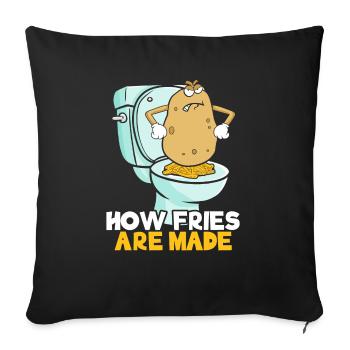 How Fries Are Made Vegetarian Vegan Potato Lover - Sofa pillowcase 17,3'' x 17,3'' (45 x 45 cm) - black - Front