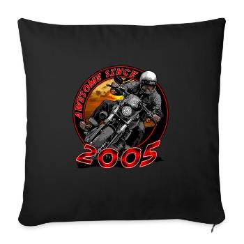 Génial depuis 2005, anniversaire du motard - Housse de coussin décorative 45 x 45 cm - noir - Devant