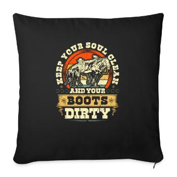 Retro Bulldogging Quote, Rodeo Cowboy Steer - Sofakissenbezug 45 x 45 cm - Schwarz - Vorne