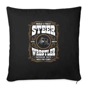 Worlds Finest Steer Wrestler Label, Rodeo Cowboy - Sofakissenbezug 45 x 45 cm - Schwarz - Vorne