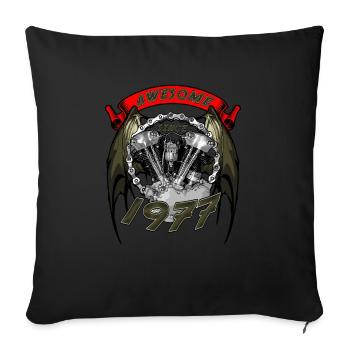 Awesome since 1977, biker's birthday - Sofa pillowcase 17,3'' x 17,3'' (45 x 45 cm) - black - Front