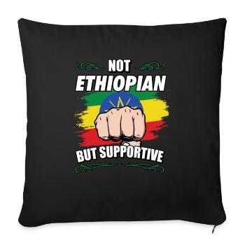 Not Ethiopian But Supportive Travel Tourist - Sofakissenbezug 45 x 45 cm - Schwarz - Vorne