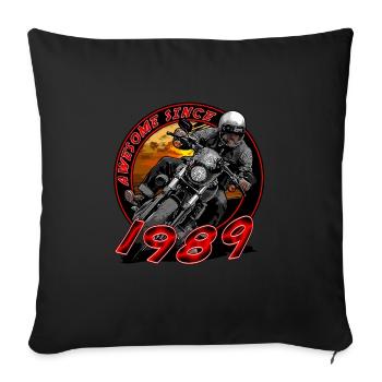 Génial depuis 1989, anniversaire du motard - Housse de coussin décorative 45 x 45 cm - noir - Devant