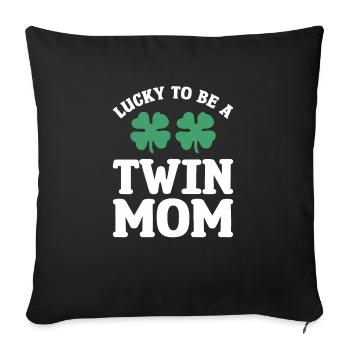 Chanceux d’être une maman jumelle Saint de la Saint-Patrick - Housse de coussin décorative 45 x 45 cm - noir - Devant