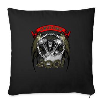 Awesome since 2001, Biker Geburtstag - Sofakissenbezug 45 x 45 cm - Schwarz - Vorne