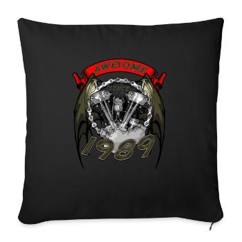 Génial depuis 1989, anniversaire du motard - Housse de coussin décorative 45 x 45 cm - noir - Devant