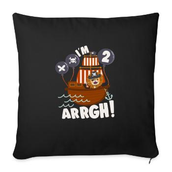 Birthday Pirate 2 Years Old Bday Party Gift Idea - Sofa pillowcase 17,3'' x 17,3'' (45 x 45 cm) - black - Front
