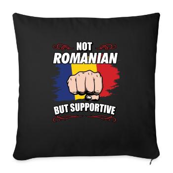 Not Romanian But Supportive Travel Tourist - Sofa pillowcase 17,3'' x 17,3'' (45 x 45 cm) - black - Front