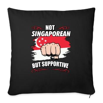 Not Singaporean But Supportive Travel Tourist - Sofa pillowcase 17,3'' x 17,3'' (45 x 45 cm) - black - Front