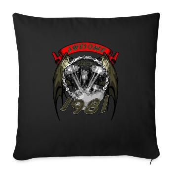 Awesome since 1981, Biker Geburtstag - Sofakissenbezug 45 x 45 cm - Schwarz - Vorne