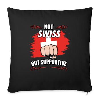 Pas suisse mais favorable au tourisme suisse - Housse de coussin décorative 45 x 45 cm - noir - Devant
