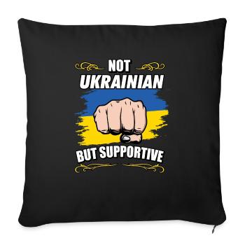 Not Ukrainian But Supportive Travel Tourist - Sofa pillowcase 17,3'' x 17,3'' (45 x 45 cm) - black - Front