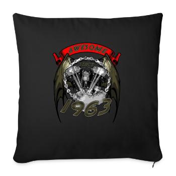 Génial depuis 1963, anniversaire du motard - Housse de coussin décorative 45 x 45 cm - noir - Devant