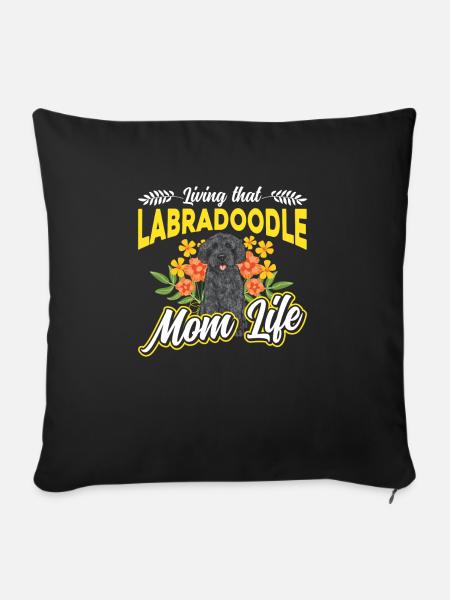 Labradoodle Hund - Sofakissenbezug 45 x 45 cm - Schwarz