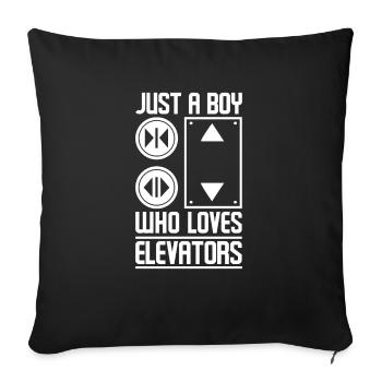 Just A Boy Who Loves Elevators Shirt Gift - Sofa pillowcase 17,3'' x 17,3'' (45 x 45 cm) - black - Front