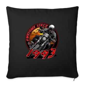 Awesome since 1993, biker's birthday - Sofa pillowcase 17,3'' x 17,3'' (45 x 45 cm) - black - Front