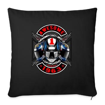 Génial depuis 1963, anniversaire du motard - Housse de coussin décorative 45 x 45 cm - noir - Devant