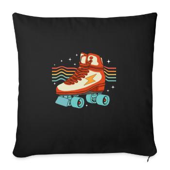 Inline Skate Cadeau Rollskates Roller 70s - Housse de coussin décorative 45 x 45 cm - noir - Devant