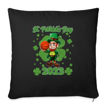 Saint-Patrick 2023 Basketball Leprechaun - Housse de coussin décorative 45 x 45 cm - noir - Devant