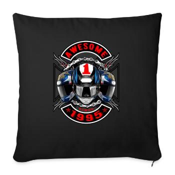 Génial depuis 1995, l’anniversaire du motard - Housse de coussin décorative 45 x 45 cm - noir - Devant
