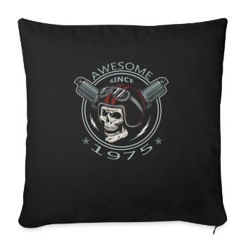 Génial depuis 1975, l’anniversaire du motard - Housse de coussin décorative 45 x 45 cm - noir - Devant