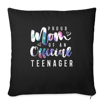 Fière maman d’un adolescent officiel de 13 ans. - Housse de coussin décorative 45 x 45 cm - noir - Devant